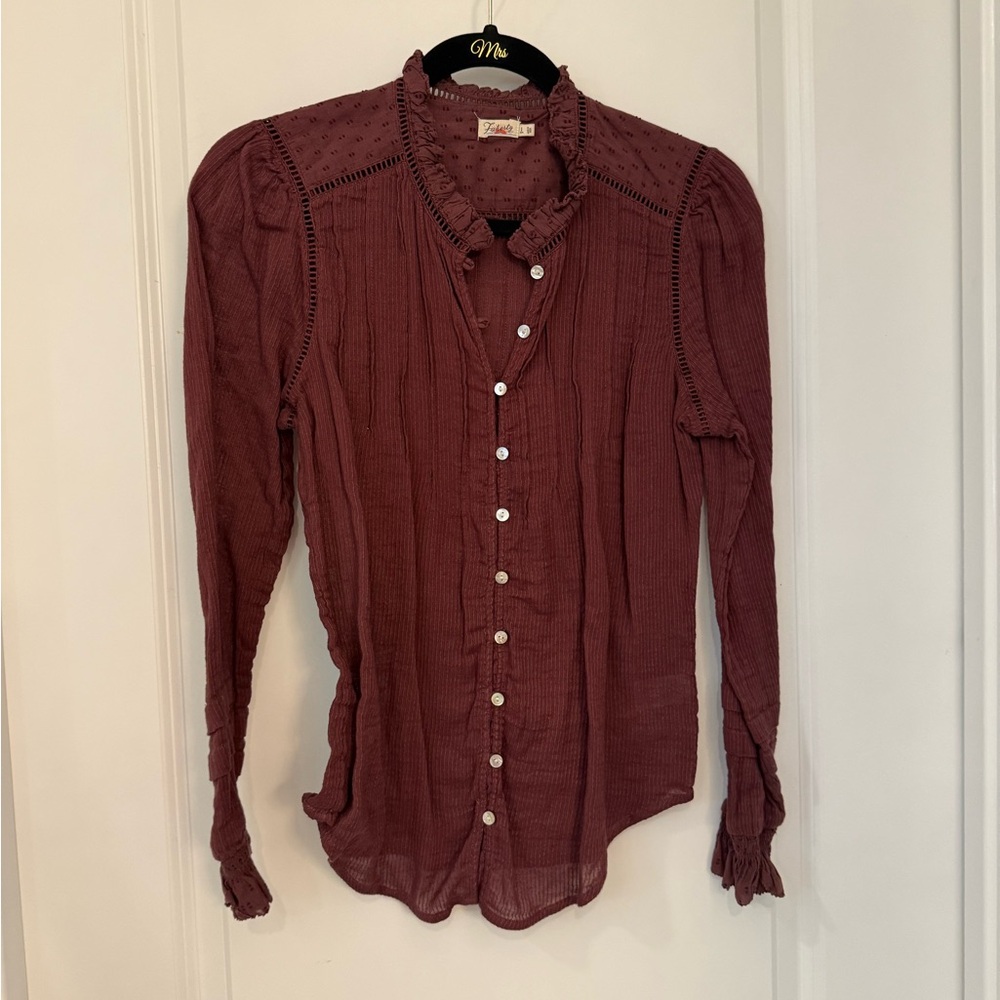 Faherty Maroon Button-Down Shirt